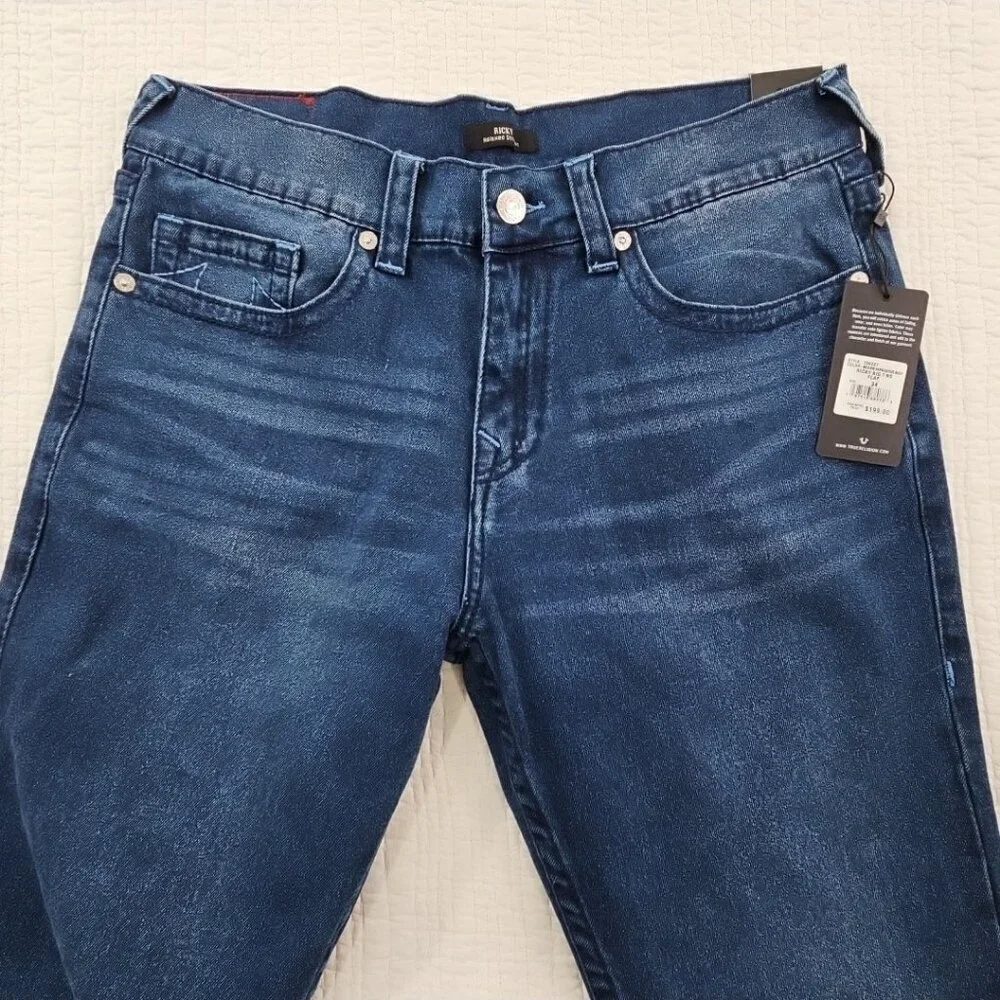 NWT True Religion Ricky Jeans Men's 34x34 Medium‎ Wash Relaxed Straight Leg NEW